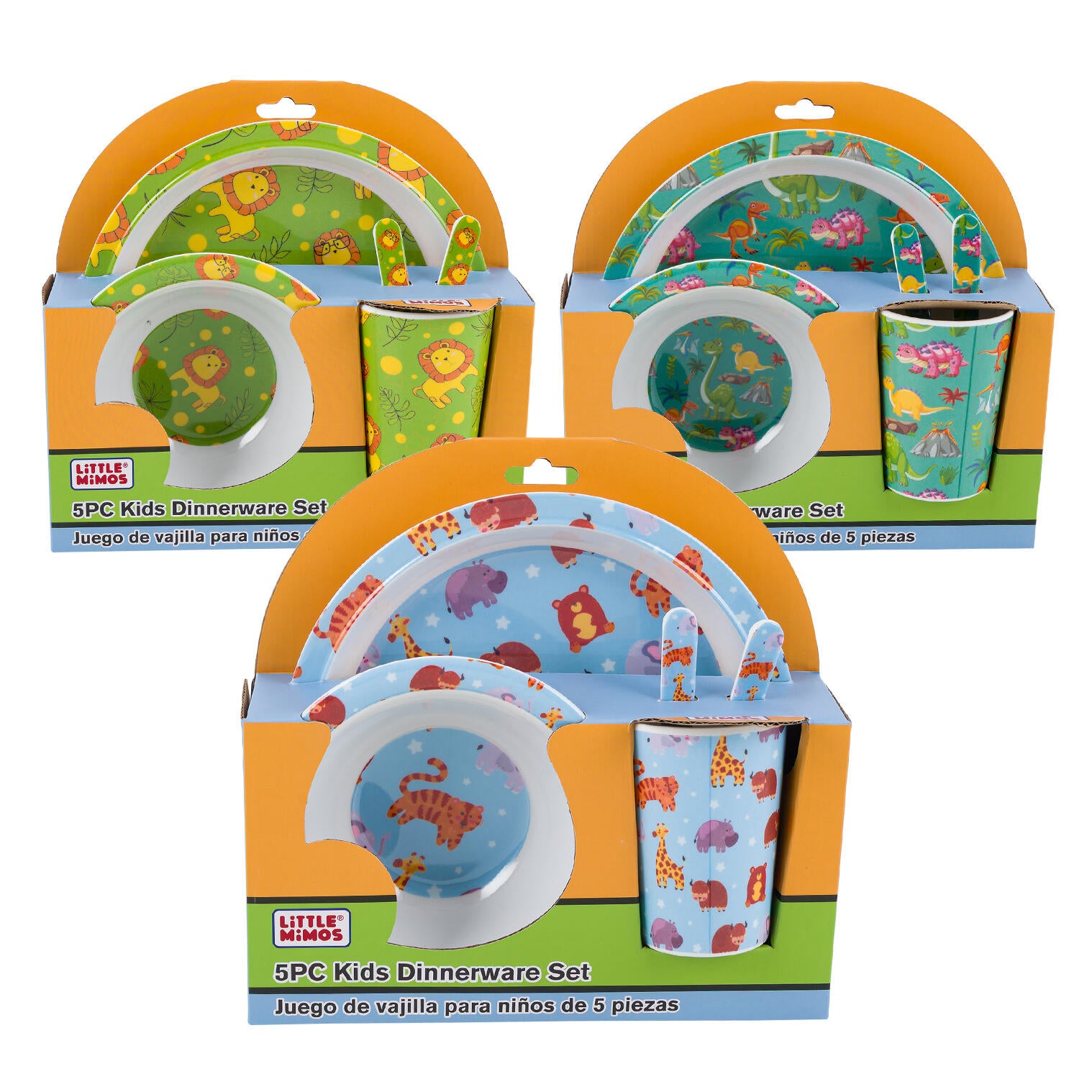 Little Mimos 5pc Kids Dinnerware Set - Dino/Lion/Zoo Assorted