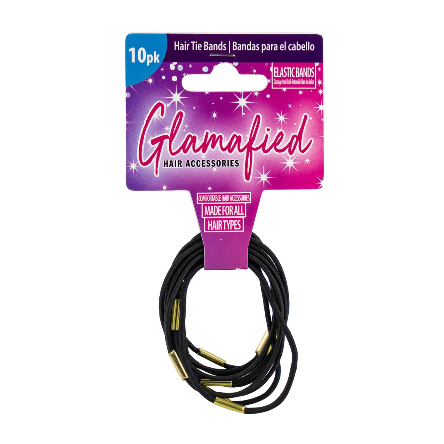 Glamafied 10pk Black Elastic Hair Tie Bands