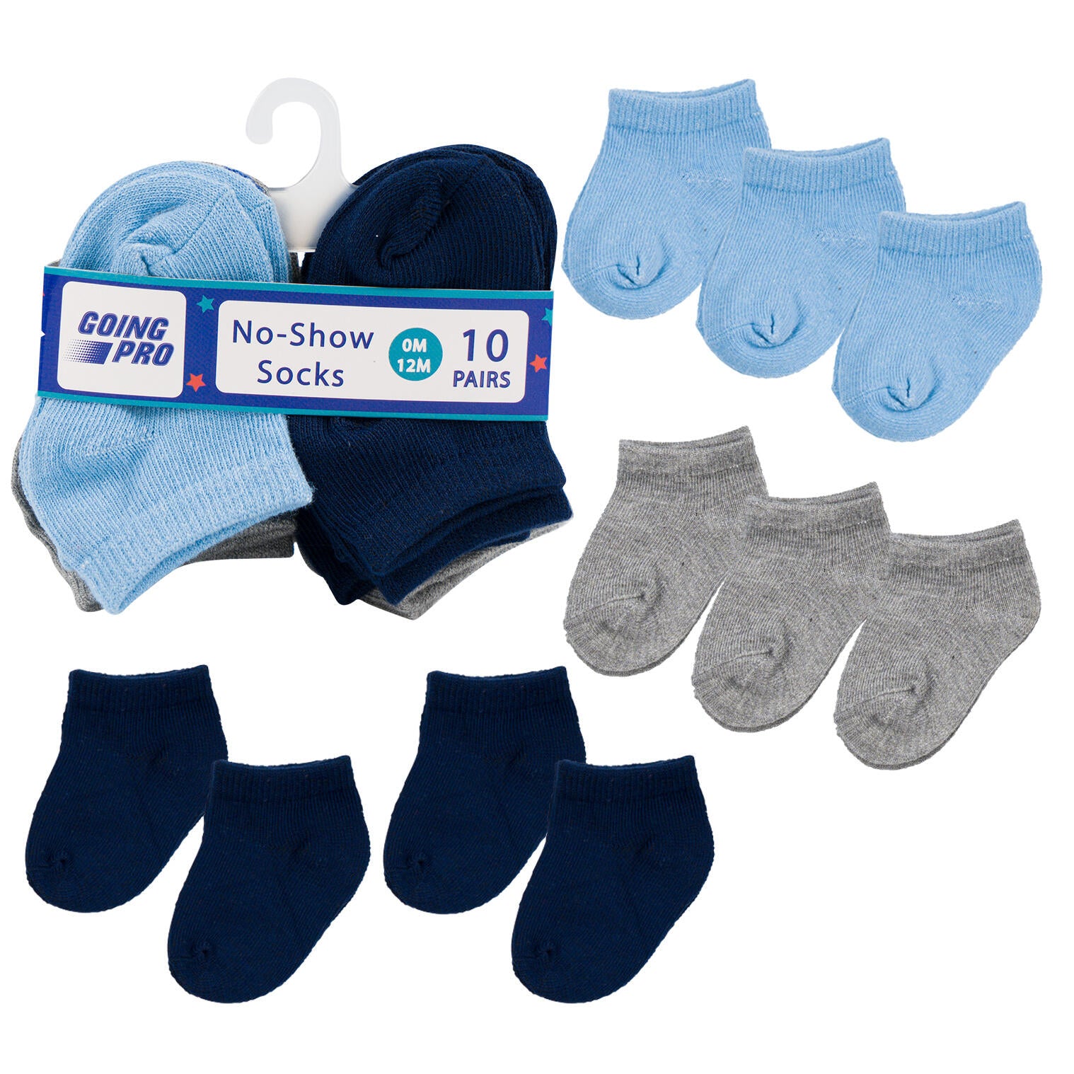 10pk Boys No Show Socks - Sizes 12M