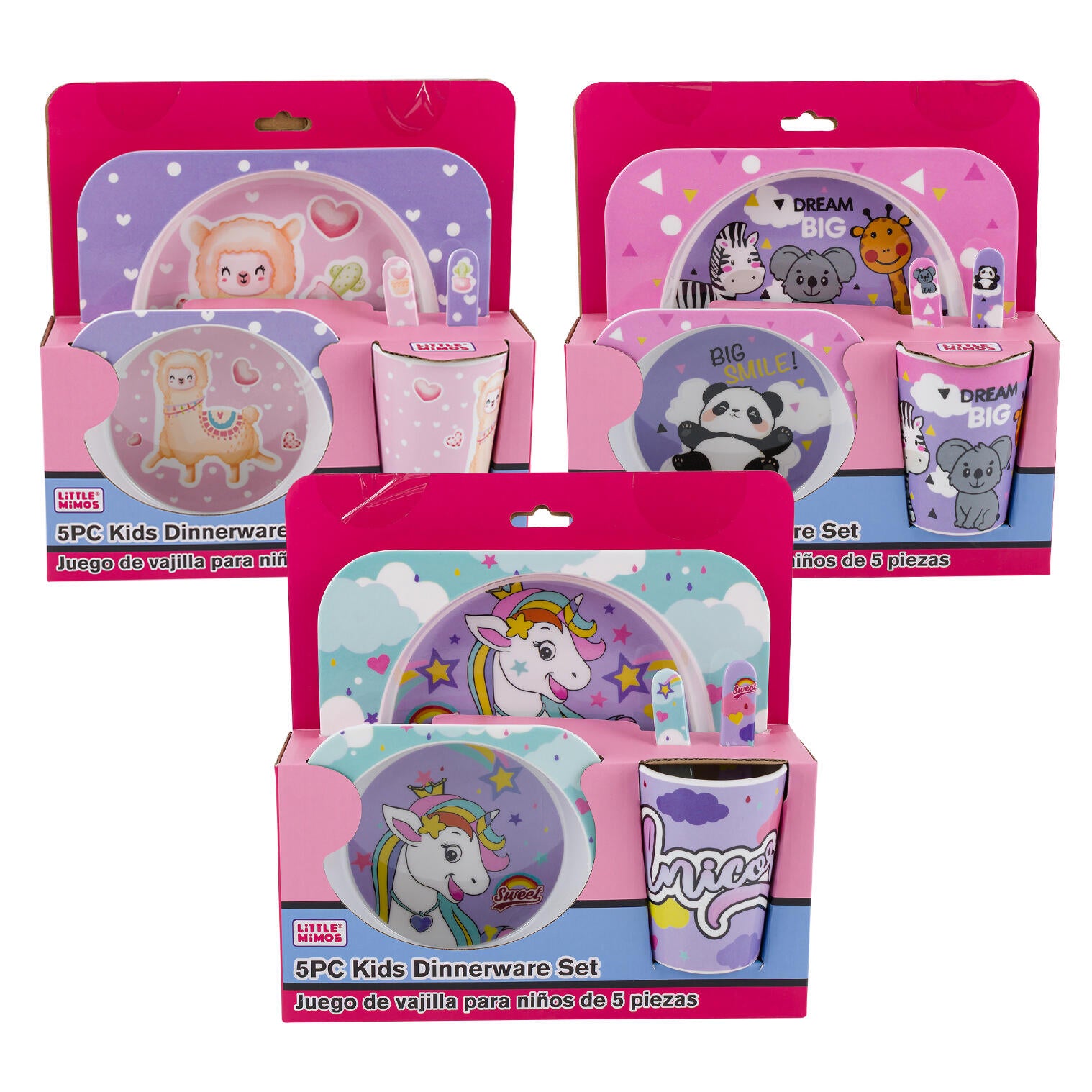 Little Mimos 5pc Kids Dinnerware Set - Llama/Panda/Pony Assorted