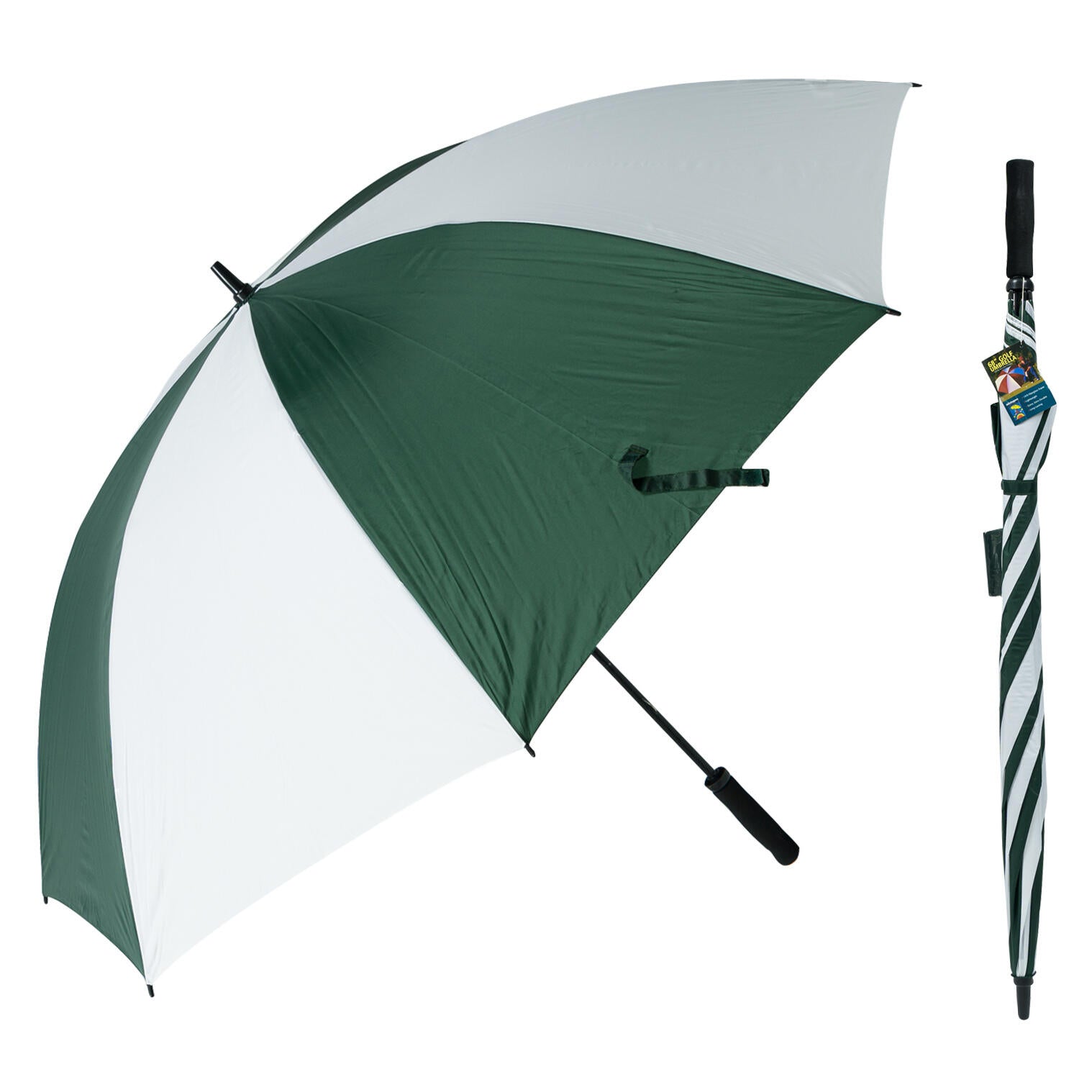Rain Stoppers Golf Umbrella 68 in  Green and White