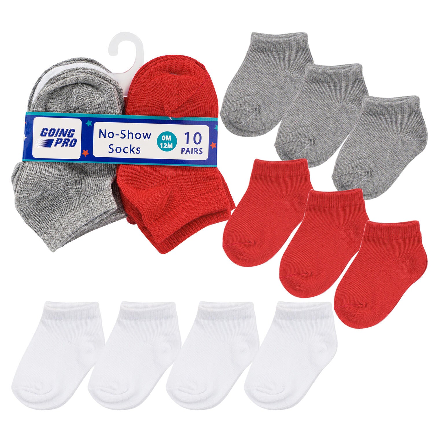 10pk Boys No Show  Socks - Sizes 0-12M