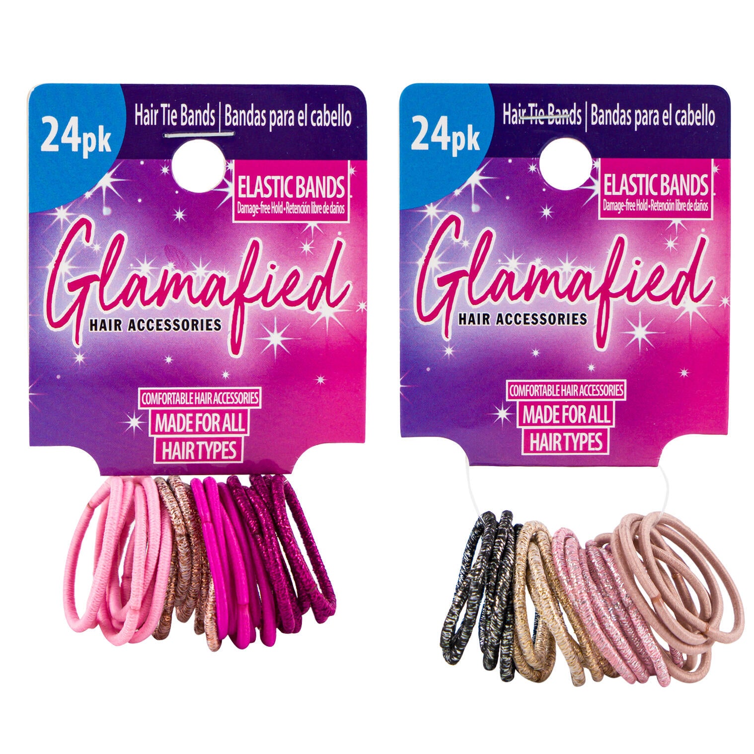 Glamafied 24pk Elastic Hair Tie Bands Assorted