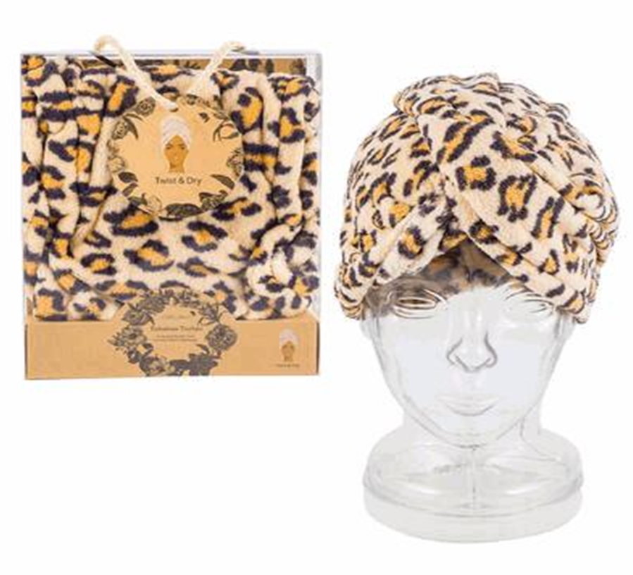 Leopard Print Hair Towel Wrap – Soft & Quick-Dry