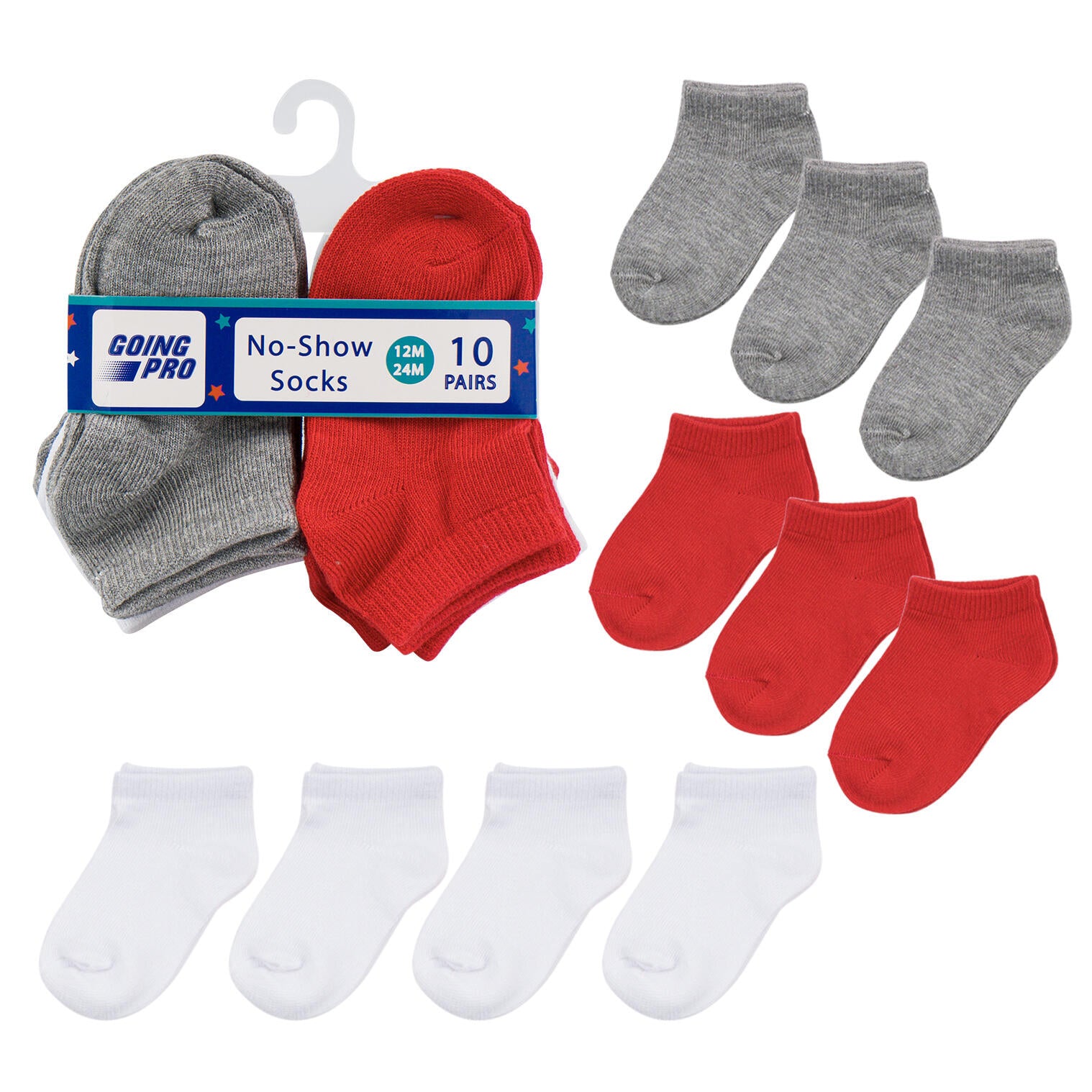 10pk Boys No Show  Socks - Sizes 12-24M