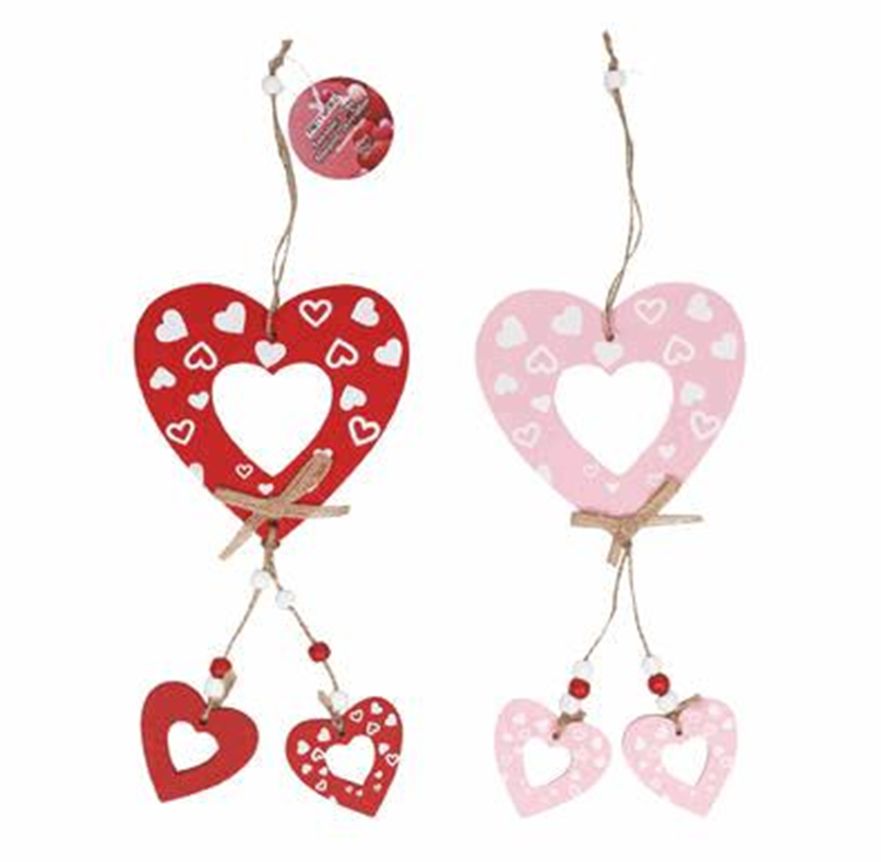 15" Heart Hanging Décor – 2 Assorted Designs