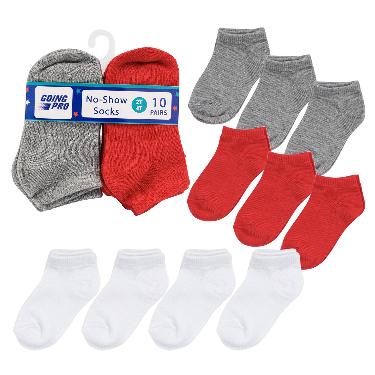10pk Boys No Show  Socks - Sizes 2T-4T