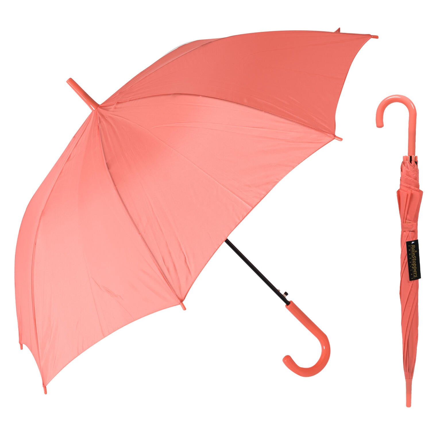 Rain Stoppers Easy-Store Collapsible Umbrella - Bright Coral