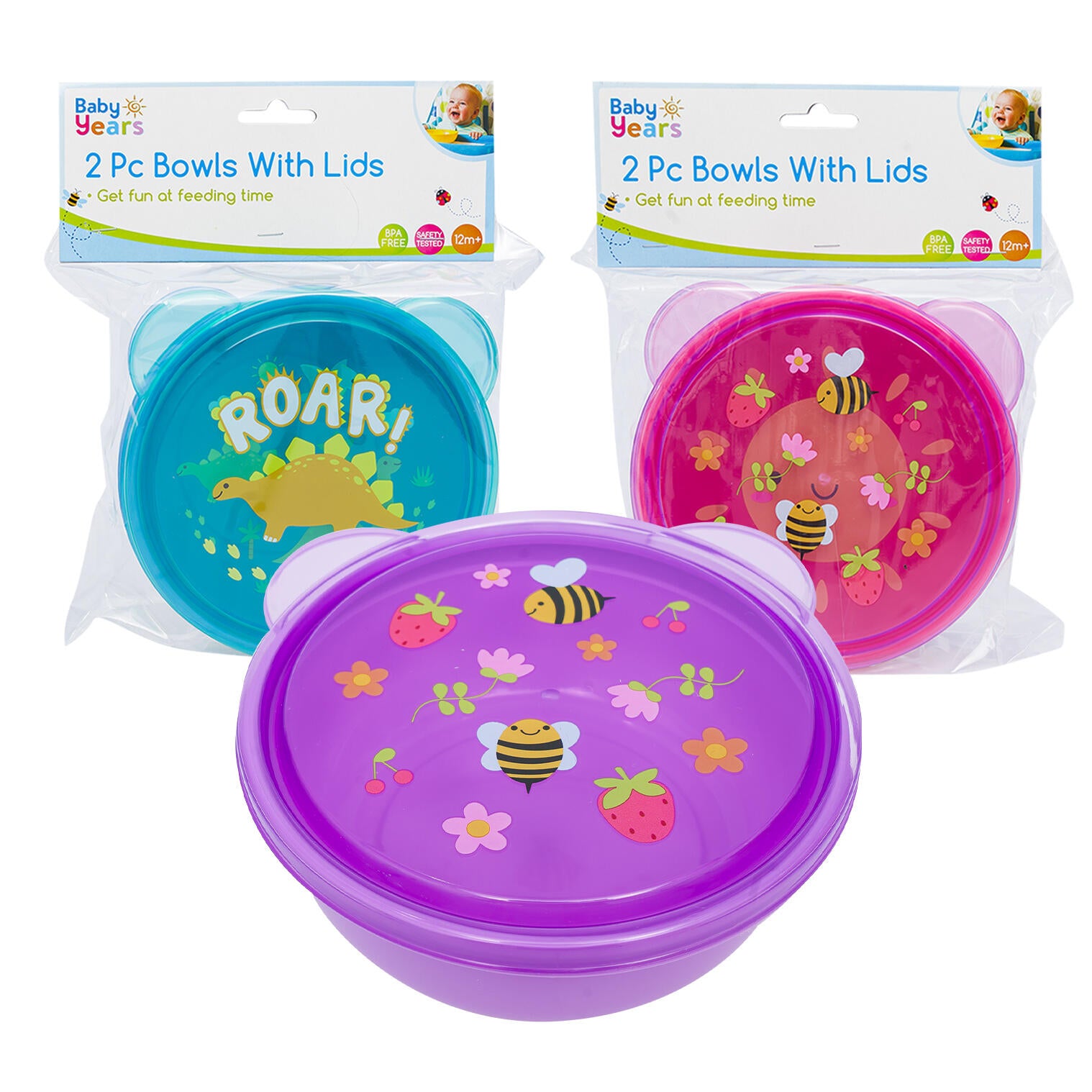 Baby Years 2 Pc Bowls With Lids Assorted
