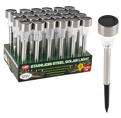 Solar LED Garden Light 12 Inch Stainless Steel