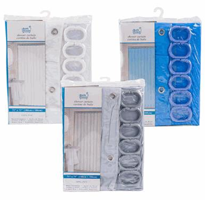 71" Solid Shower Curtain with Hooks