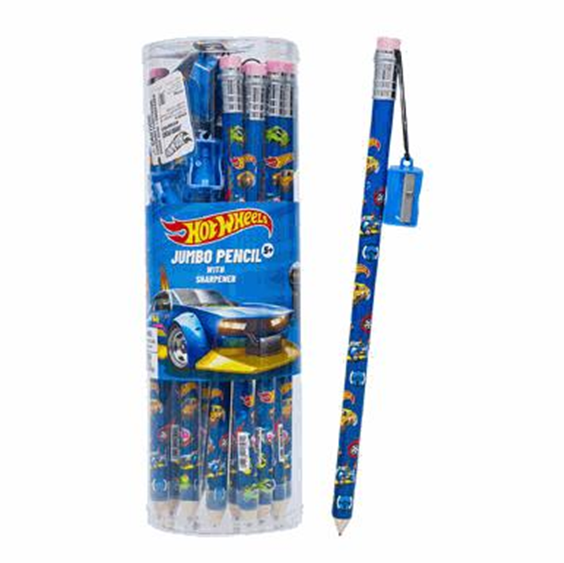 Hot Wheels Jumbo Pencil with Sharpener – Kids Writing Pencil