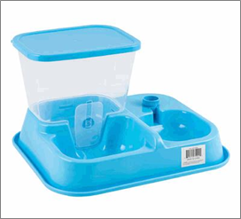 15" Blue Plastic Pet Food Feeder – Durable & Practical