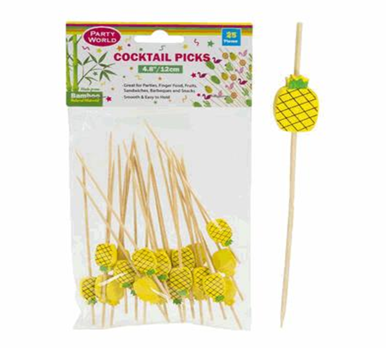 4.8" Pineapple Cocktail Picks – 25 Pack Decorative Drink Appetizer Sticks