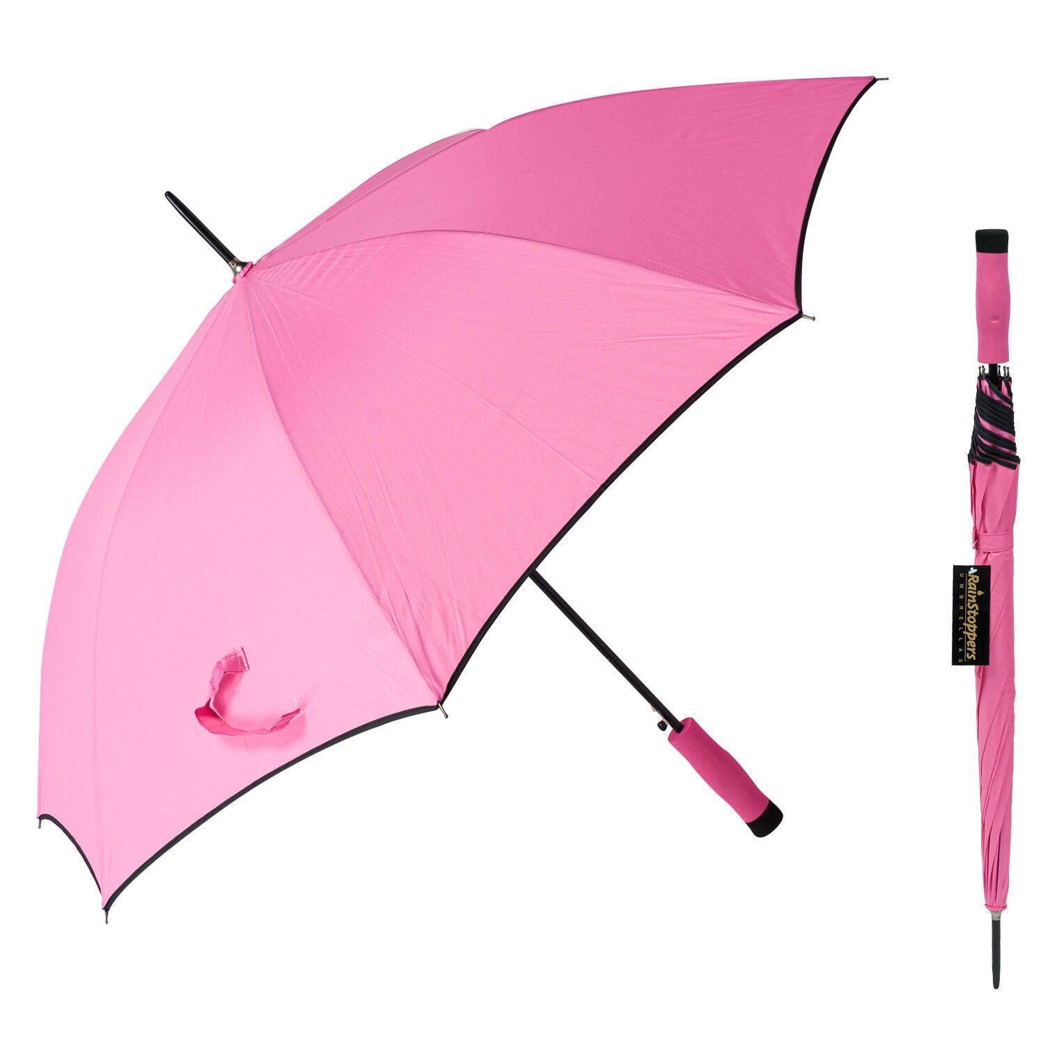 Rain Stoppers Easy-Carry Hooked Handle Umbrella - Pink