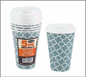 CUPS 16oz 5PK W/ LIDS PAPER