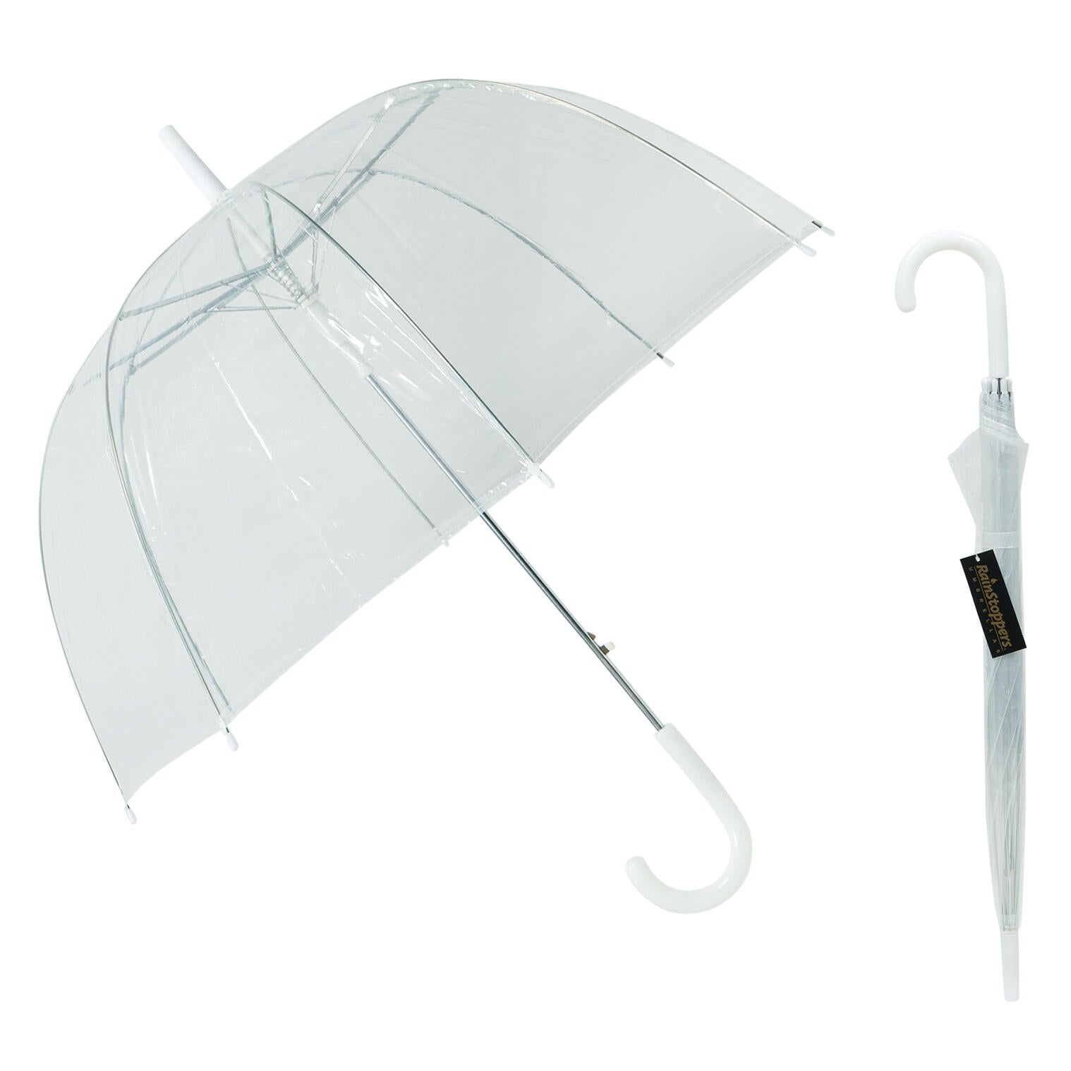 Rain Stoppers Clear Visibility Birdcage Umbrella - Transparent/White