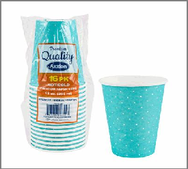 CUPS 12oz 16ct W/ poka dots PA