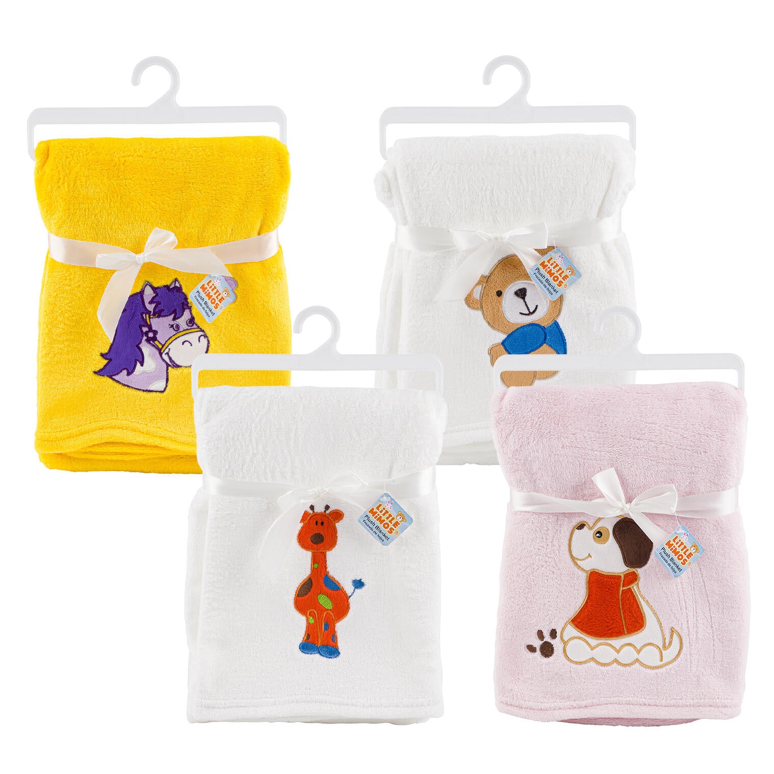 Animal Embroidered Baby Blanket- 4 Assortments