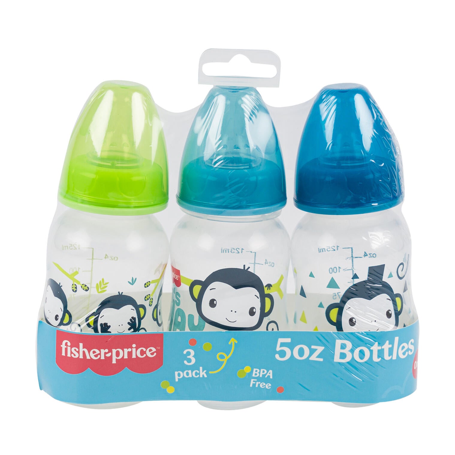 Fisher Price 3pk Monkey Lets Play Bottle Set- 5oz