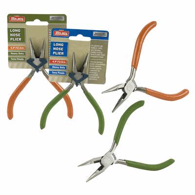 PLIERS,4.9"LONG NOSE 2AST CLRS