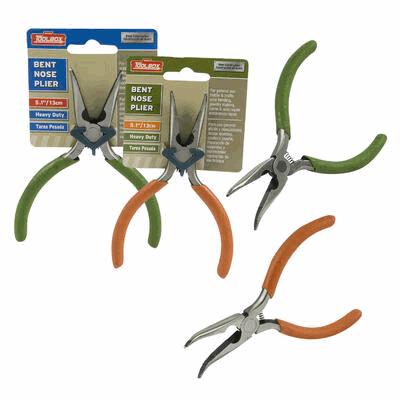 PLIERS,5.1"BENT NOSE 2AST CLRS