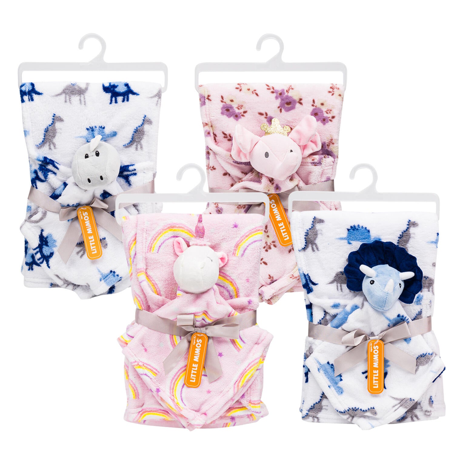 Little Mimos Baby Blanket Set with Plush - Assorted Animals