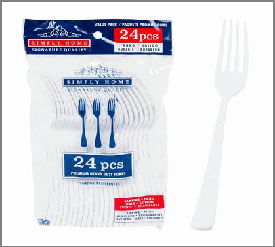 FORK,24pc WHITE PLASTIC