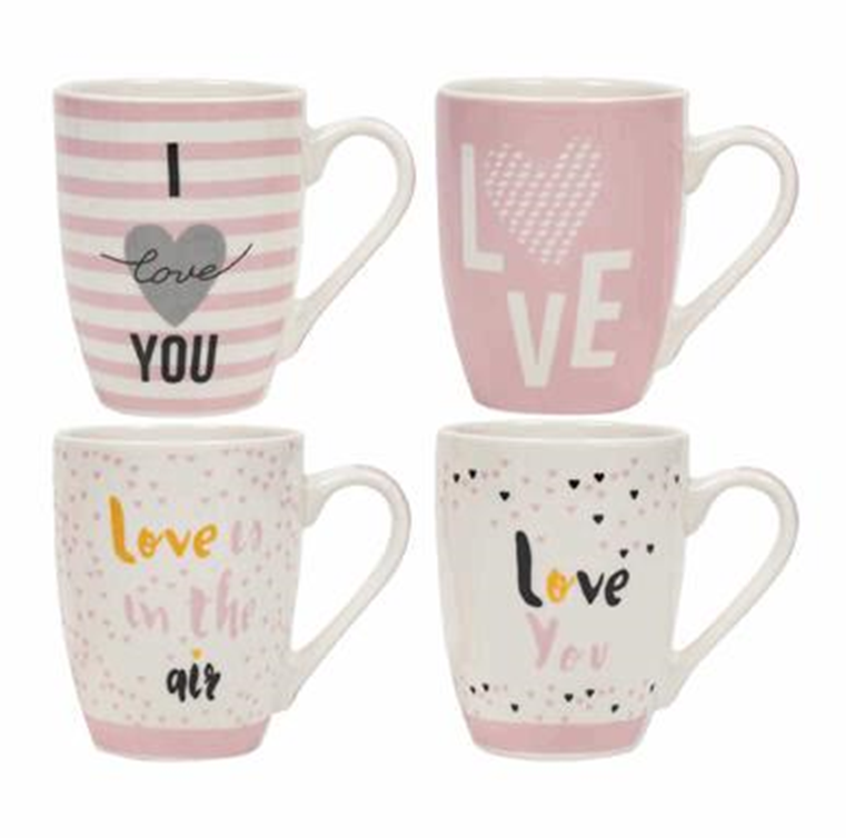 Valentine’s Day Mug, 12oz Ceramic Heart Design – 4 Assorted Styles