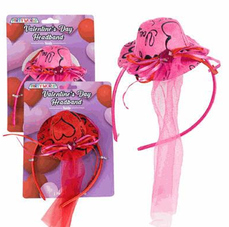 Headband with Hat & Lace, 6" – 2 Assorted Designs