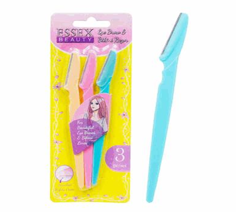 3-Piece Eyebrow Razor Set – Steel Blades with Pastel Handles