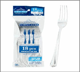 FORK,18pc SILVER PLASTIC
