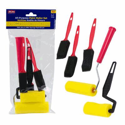 PAINT ROLLER SET,5pc 3"&4"FOAM