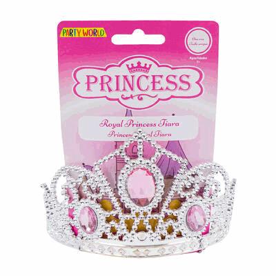 Princess tiara with pink stones on a Party World packaging