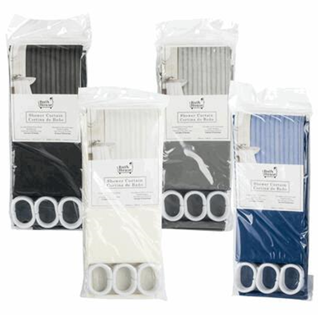 71" Solid Shower Curtain with Hooks