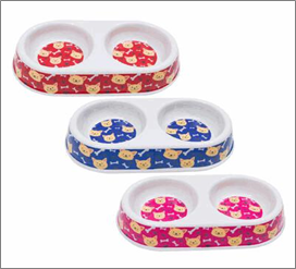 Small 2-Section Melamine Pet Bowl – Convenient Feeding
