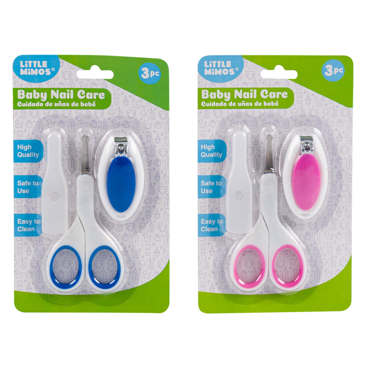 Little Mimos Baby Nail Care - 3 Pieces - High Quality - Safe to Use - Easy to Clean - 2 Assorted Colors