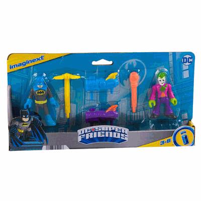 Toy figure packaging featuring Batman and The Joker from DC Super Friends on a white background.