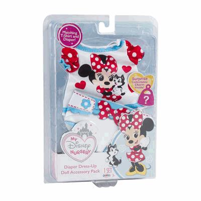Packaged doll accessory set with Minnie Mouse design on a white background