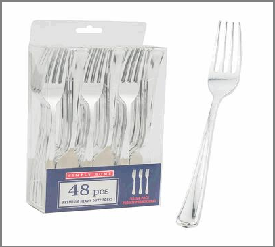 FORK,48pc SILVER PLASTIC
