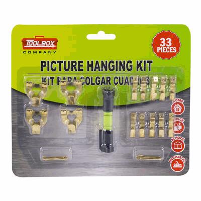 PICTURE HANGING KIT,33pc GOLD