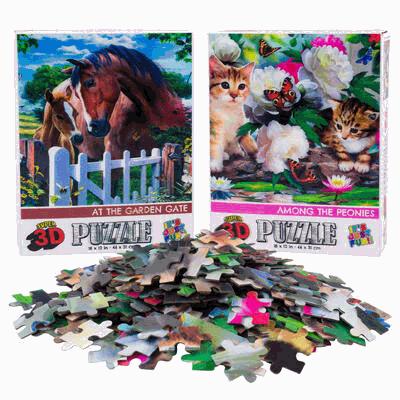 PUZZLE,300pc 3D CATS/HORSES HO