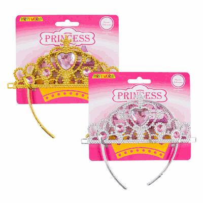 Two princess tiaras on pink packaging with 'Princess' branding.