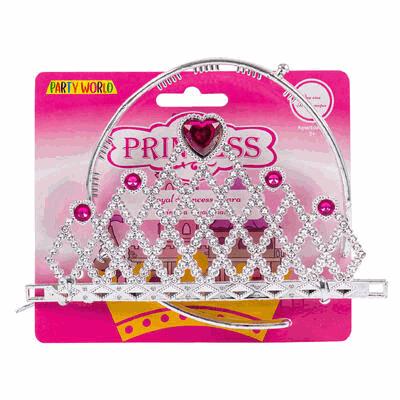 Princess tiara with pink heart on Party World packaging