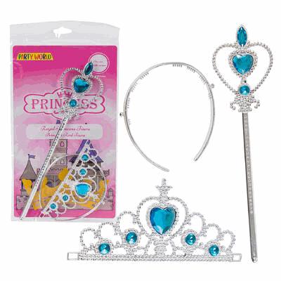 Princess tiara, wand, and headband set with packaging on a white background