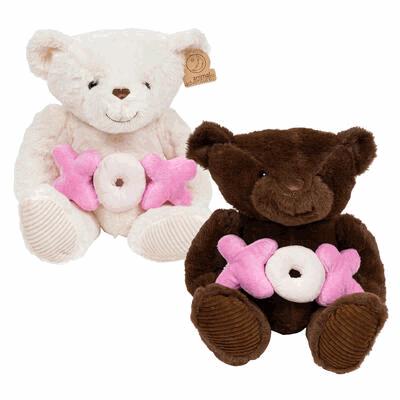 PLUSH,14"SITTING BEAR XOXO 2AS