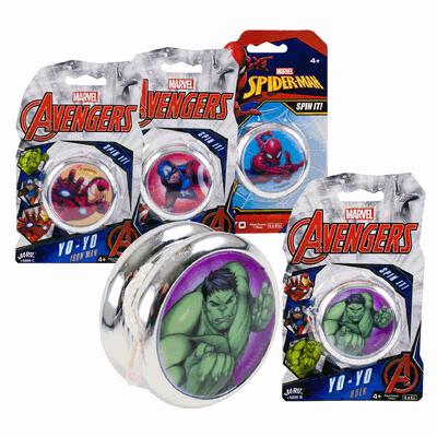 Marvel Avengers yoyos with packaging on a white background