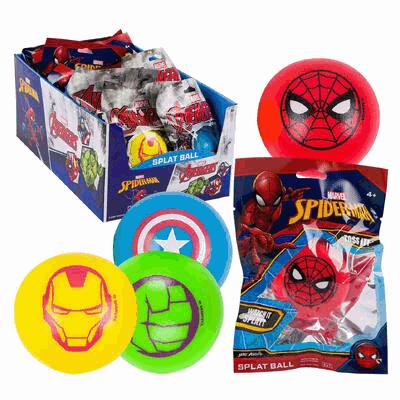 Spider-Man themed splat balls with packaging on a white background