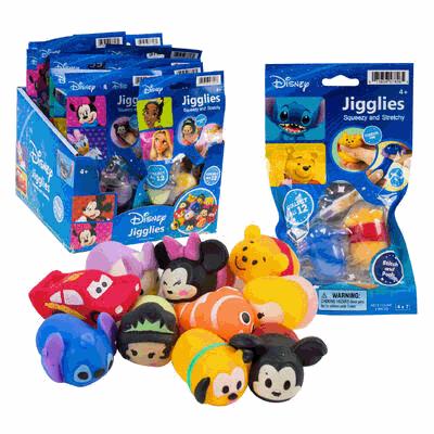Disney Jigglesies toys with packaging on a white background