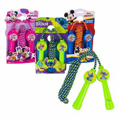 Disney-themed jump ropes with packaging on a white background